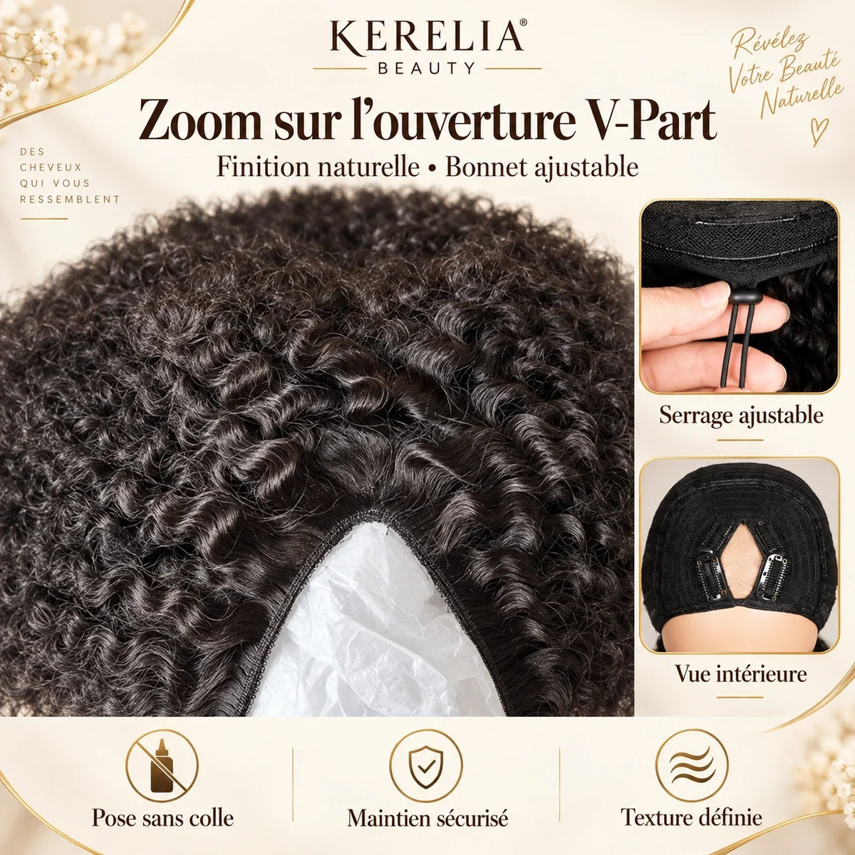 Zoom sur l'ouverture V-Part Kerelia - vue intérieure et système ajustable